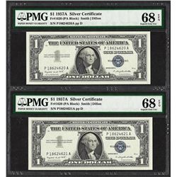 Lot of (2) Consecutive 1957A $1 Silver Certificate Notes PMG Superb Gem Unc. 68E