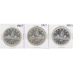 Lot of (3) 1957 $1 Canada Silver Dollar Coins
