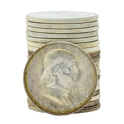 Roll of (20) 1953-S Brilliant Uncirculated Franklin Half Dollar Coins