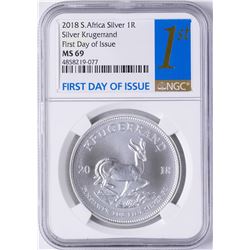 2018 South Africa Krugerrand Silver Coin NGC MS69 First Day of Issue