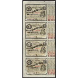 Uncut Sheet of (4) State of Louisiana Baby Bond Obsolete Notes