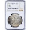 Image 1 : 1921 $1 Morgan Silver Dollar Coin NGC MS64