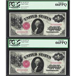(2) Consecutive 1917 $1 Legal Tender Notes Fr.36 PCGS Gem New 66PPQ