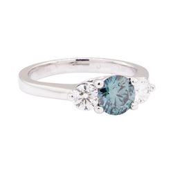 14KT White Gold 1.50 ctw Blue and White Diamond Ring
