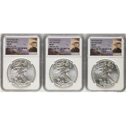 Lot of (3) 2015 $1 American Silver Eagle Coins NGC MS69 First Releases