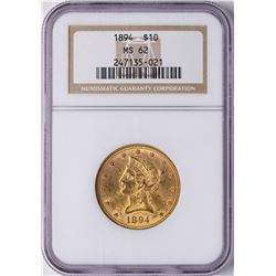 1894 $10 Liberty Head Eagle Gold Coin NGC MS62