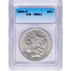 1894-O $1 Morgan Silver Dollar Coin ICG MS61
