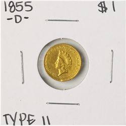 1855-D Type II $1 Indian Princess Head Gold Dollar Coin