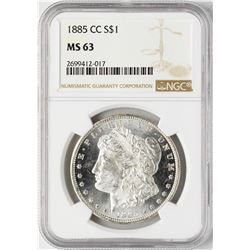 1885-CC $1 Morgan Silver Dollar Coin NGC MS63