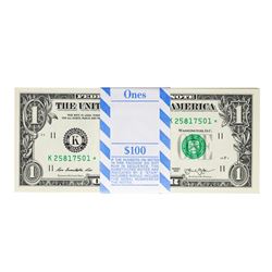Pack of (100) Consecutive 2013 $1 Federal Reserve STAR Notes Dallas