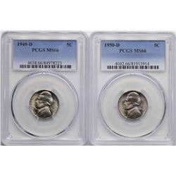 Lot of 1949-D & 1950-D Jefferson Nickel Coins PCGS MS66