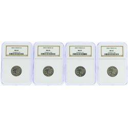 Lot of (4) 2005 Bison Nickel Coins NGC MS65