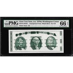 Giori Washington Face Test Note PMG Gem Uncirculated 66EPQ