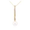 Image 2 : 14KT Yellow Gold 0.30 ctw Diamond and Pearl Pendant with Chain