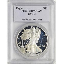 2001-W $1 Proof American Silver Eagle Coin PCGS PR69DCAM