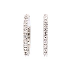 14KT White Gold 0.30 ctw Diamond Hoop Earrings