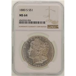 1880-S $1 Morgan Silver Dollar Coin NGC MS64