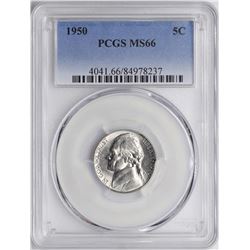 1950 Jefferson Nickel Coin PCGS MS66