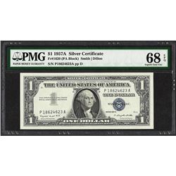 1957A $1 Silver Certificate Note Fr.1620 PMG Superb Gem Uncirculated 68EPQ