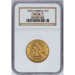 1907 $10 Liberty Head Eagle Gold Coin NGC MS62