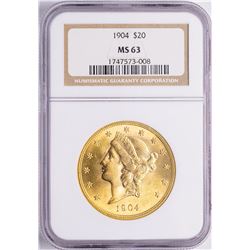 1904 $20 Liberty Head Double Eagle Gold Coin NGC MS63