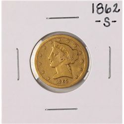 1862-S $5 Liberty Head Half Eagle Gold Coin