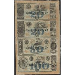 Uncut Sheet of 1800's Canal & Banking Co. Obsolete Notes
