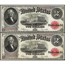 Lot of (2) Consecutive 1917 $2 Legal Tender Notes