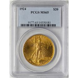 1924 $20 St. Gaudens Double Eagle Gold Coin PCGS MS65