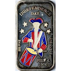 July 4, 1974 Independence Day Enamel Silver Art Bar
