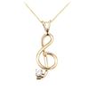 Image 2 : 14KT Yellow Gold 0.20 ctw Diamond Treble Clef Pendant and Chain