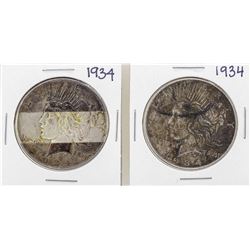Lot of (2) 1934 $1 Peace Silver Dollar Coins
