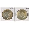 Image 1 : Lot of (2) 1925 $1 Peace Silver Dollar Coins