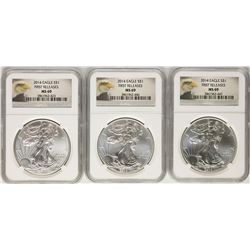 Lot of (3) 2014 $1 American Silver Eagle Coins NGC MS69 First Releases