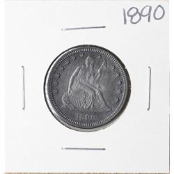 1890 Liberty Seated Quarter Coin