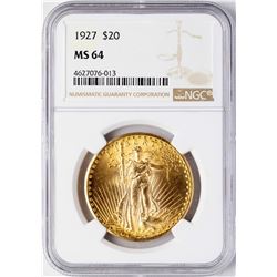 1927 $20 St. Gaudens Double Eagle Gold Coin NGC MS64