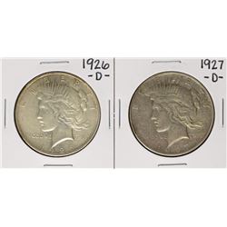 Lot of 1926-D & 1927-D $1 Peace Silver Dollar Coins