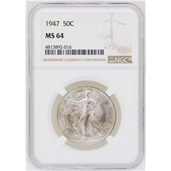 1947 Walking Liberty Half Dollar Coin NGC MS64