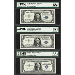 Lot of (3) Consecutive 1957A $1 Silver Certificate Notes PMG Superb Gem Unc. 68E