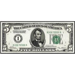 1928 $5 Federal Reserve Note Boston