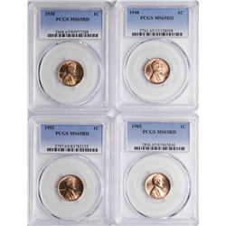 Lot of 1938, 1948, 1952, 1965 Lincoln Wheat Cent Coins PCGS MS65RD