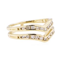14KT Yellow Gold 0.40 ctw Diamond Double Chevron Ring