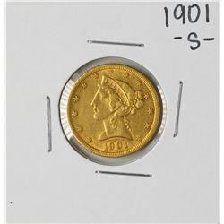 1901-S $5 Liberty Head Half Eagle Gold Coin