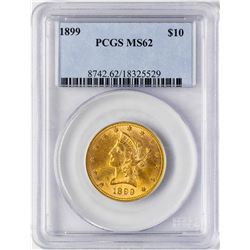 1899 $10 Liberty Head Eagle Gold Coin PCGS MS62