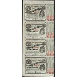 Uncut Sheet of (4) State of Louisiana Baby Bond Obsolete Notes