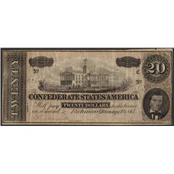 1864 $20 Confederate States of America Note