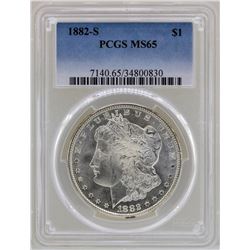 1882-S $1 Morgan Silver Dollar Coin PCGS MS65