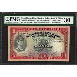 1941-56 Hong Kong Chtd. Bank of India Australia & China $10 Note PMG Very Fine 3