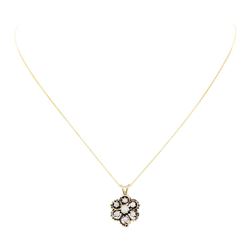 14KT Yellow Gold 0.50 ctw Opal Floral Motif Pendant with Chain