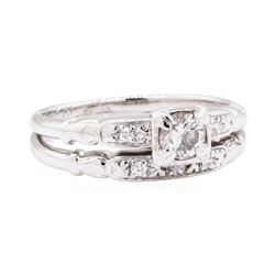 14KT White Gold 0.30 ctw Diamond Vintage Lady's Wedding Set